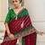 red bandhani printed georgette saree with unstitched blouse piece