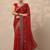 red bandhani printed georgette saree with unstitched blouse piece
