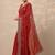 red bandhani printed georgette saree with unstitched blouse piece