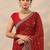 red bandhani printed georgette saree with unstitched blouse piece