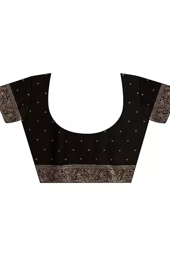 black woven design banarsi saree with unstitched blouse piece