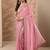 pink embellished saree with unstitched blouse piece
