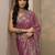 purple embroidered saree with unstitched blouse piece