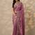 purple embroidered saree with unstitched blouse piece