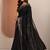 black printed saree with unstitched blouse piece