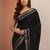 black printed saree with unstitched blouse piece