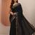 black printed saree with unstitched blouse piece