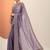 lavender embellished embroidered silk blend heavy work saree
