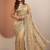 gold tan embroidered organza saree with unstitched blouse piece