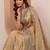 gold tan embroidered organza saree with unstitched blouse piece