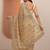 gold tan embroidered organza saree with unstitched blouse piece