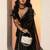 black woven design chinon saree with unstitched blouse piece