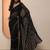 black woven design chinon saree with unstitched blouse piece