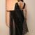 black woven design chinon saree with unstitched blouse piece