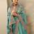 turquoise blue embroidered nylon saree with unstitched blouse piece