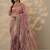 mauve embroidered nylon saree with unstitched blouse piece