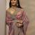 mauve embroidered nylon saree with unstitched blouse piece