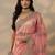 pink embroidered nylon saree with unstitched blouse piece