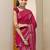pink printed saree with unstitched blouse piece