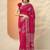 pink printed saree with unstitched blouse piece