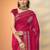 pink printed saree with unstitched blouse piece