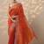 orange embroidered organza saree with unstitched blouse piece