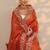 orange embroidered organza saree with unstitched blouse piece