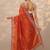 orange embroidered organza saree with unstitched blouse piece