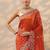 orange embroidered organza saree with unstitched blouse piece