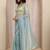 blue woven design net saree with unstitched blouse piece