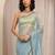 blue woven design net saree with unstitched blouse piece