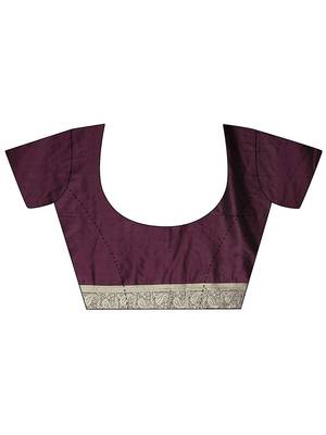 purple chevron woven design saree with unstitched blouse piece 5