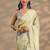 lime green printed saree with unstitched blouse piece