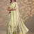 lime green printed saree with unstitched blouse piece