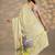 lime green printed saree with unstitched blouse piece
