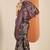 burgundy kalamkari printed silk blend saree with unstitched blouse piece