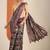 burgundy kalamkari printed silk blend saree with unstitched blouse piece