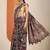 burgundy kalamkari printed silk blend saree with unstitched blouse piece