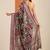 burgundy kalamkari printed silk blend saree with unstitched blouse piece