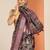 burgundy kalamkari printed silk blend saree with unstitched blouse piece