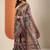 purple printed saree with unstitched blouse piece