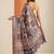 purple printed saree with unstitched blouse piece