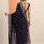 purple embroidered saree with unstitched blouse piece