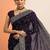 purple embroidered saree with unstitched blouse piece