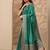 green embellished saree with unstitched blouse piece