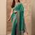 green embellished saree with unstitched blouse piece