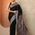 black solid satin saree with unstitched blouse piece
