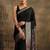 black solid saree with unstitched blouse piece
