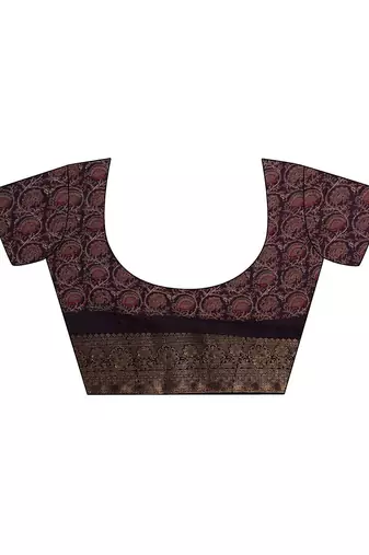 purple solid saree with unstitched blouse piece