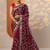 maroon embroidered satin saree with unstitched blouse piece